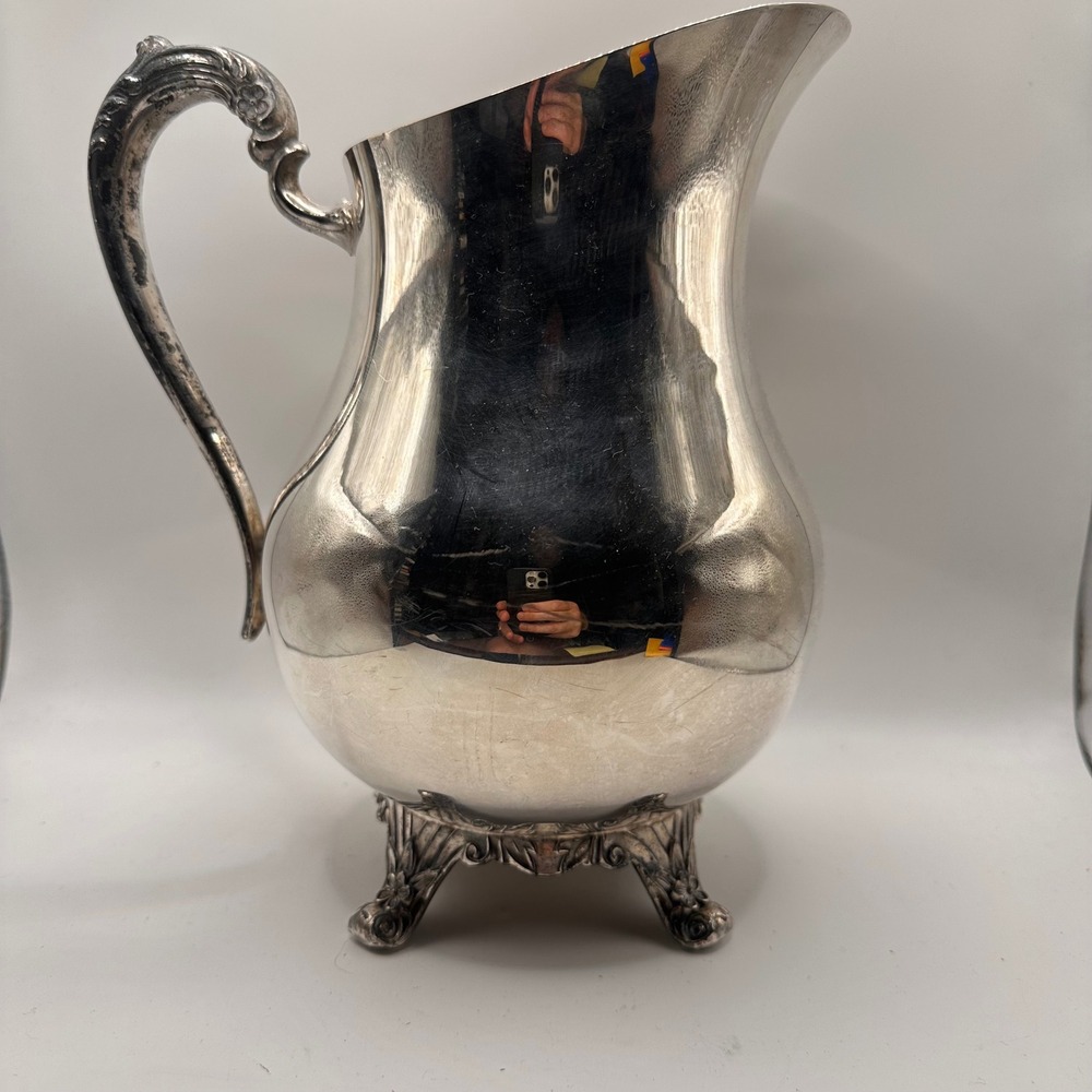 Vintage FB Rogers Silver Co Footed Water Pitcher Ice Guard 3707 Silverplate - Picture 3 of 9